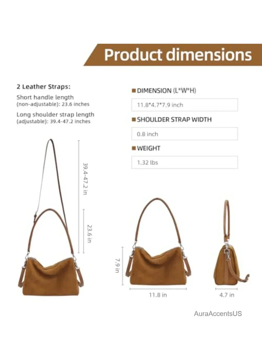 Faux Suede Slouchy Hobo Shoulder Crossbody Bag with Adjustable Straps